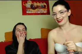 Lesbians fondling on private webcam show