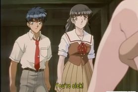 Japanese anime schoolgirl gets squeezed her tits by pervert