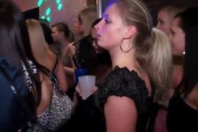 Horny partygoers fuck in front of the crowd at club