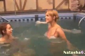 sexy lezzies in the swimming pool - video 16