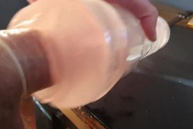 Swedish man fucks ice fleshlight wearing a condom