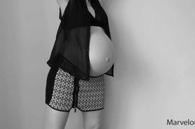Hot Pregnant Mommy Dancing Strip Tease Teasing Huge Pregnant Belly