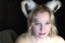 Super cute blonde camwhore with bunny ears and tail fucked and fingered