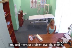 Doctor creampied blonde babe