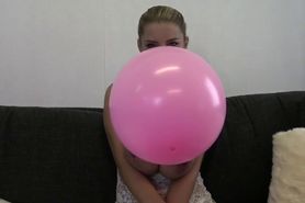Big tits Lady and pink balloon