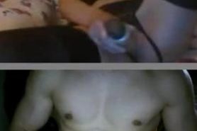 My omegle adventure - horny milf plays with me while husband watches us