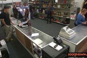 Geeky student blowjob and banged good in the pawnshop