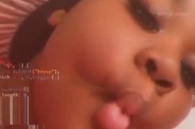 Nasty little Ebony Teen Spits and Shows her tongue