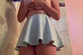 baby with big boobs pees under a skirt with no panties