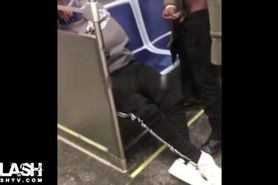 Guy Cums on Sleeping Train Girl