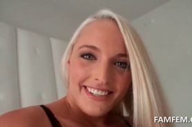 Splendid blonde plays with her perky tits