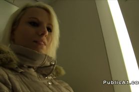 Blonde Czech babe banged in public from behind