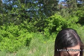 Huge tits Latina makes sex tape in picnic
