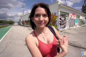 YNGR - Cute Short Haired Teen Banged Outdoors