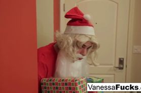 Vanessa Cage letting Santa violate her tight wet pussy