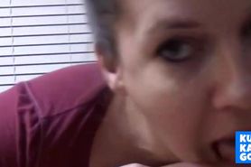 Housegirl Takes Huge Cum Shot Facial