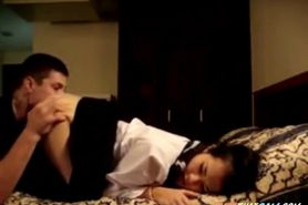 Asian in schoolgirl costume gets the treatment - video 1