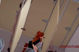 Evangelion Hentai - Asuka is Fucked in a Public Toilet