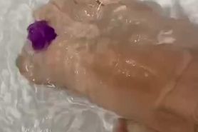 Long toes and ideal feet of pettite boy makes footjob for his dildo under water