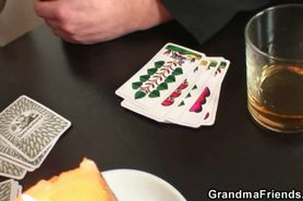 GRANDMA FRIENDS - Granny swallows two cocks after poker game