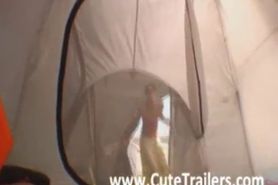 Russian amateurs fucking in a tent