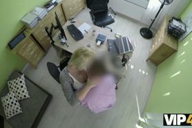 VIP4K. Magnificent lass swallows dick and gets banged in office