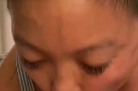 Asian milf gives young white guy bj cim