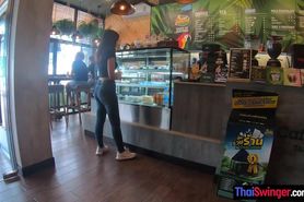 THAI SWINGER - Starbucks coffee date with gorgeous big ass Asian teen girlfriend