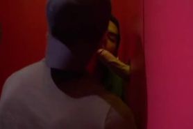Hungry cocksucker in adult video arcade