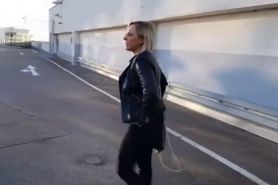 Outdoor Quickie in Leather Jacket