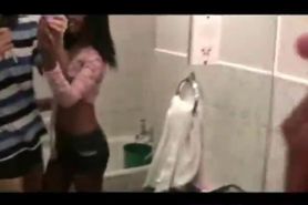 Black african hooker prostitute fucked standing in bathroom with