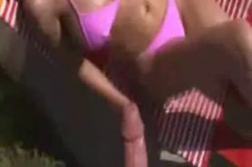 Bikini tits with handjob