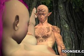 Sexy 3D punk elf girl getting fucked hard outdoors