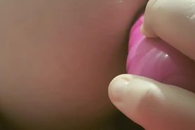Trying to screw my wet ass with a dildo