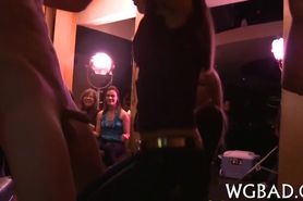 Raunchy fellatio with strippers