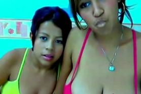 Busty lesbian latinas rubs tits between them