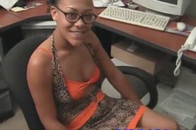 Office Ebony Girl Enjoys Hard Cock - video 1