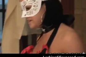 Naughty lezbo babes in mask sucking part3