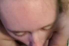 Innocent blonde sucks dick and takes first facial
