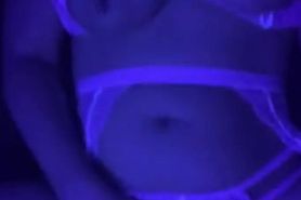 Hot milf riding glow in the dark dildo