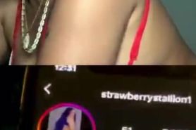 Pretty lightskin sucks cock and plays with tits on ig live