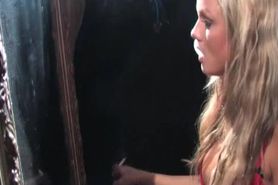 Beautiful blonde girl Emma smoking sexy while putting on makeup