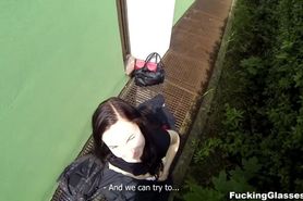 Fucking Glasses - Out-of-town gal fucked outside