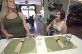 Horny Cheating Blonde & Redhead MILF's Naked Pizza Challenge Dare Part 1