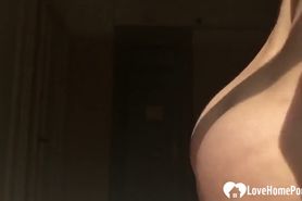 Beautiful blonde fucked and cum swallow
