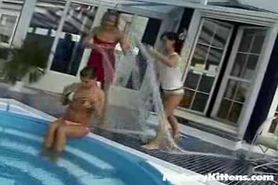Licking Masturbating Lesbians at Swimming Pool !!