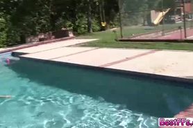 Lovely bitches gets their pussies wet in the pool