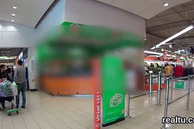 Striking czech sweetie gets teased in the supermarket and poked in pov