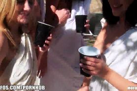Backyard toga party turns into an orgy session by the pool - video 1