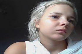Sexy blonde teen giril shows boobs on a webcam